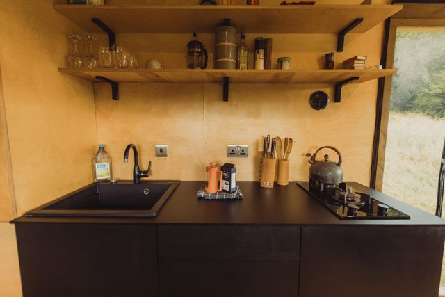 The cabin kitchenette