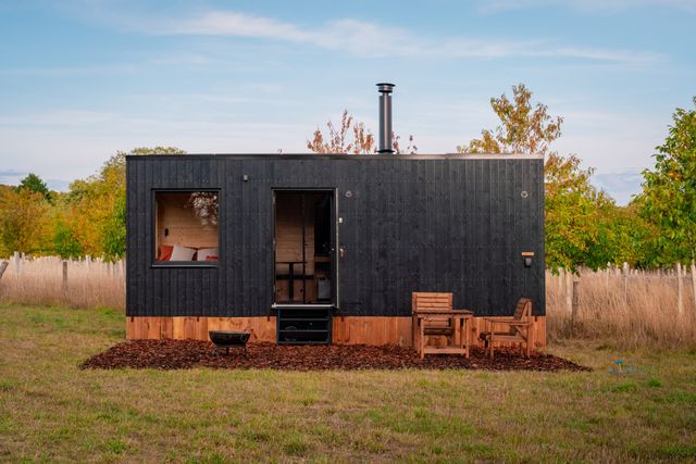 An off-grid HIDE n SEEK cabin on a partner farm